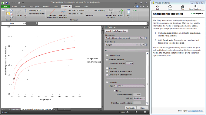 Tutorial help for Fit Model analysis